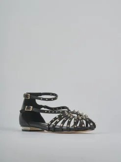 Sandali tacco 2cm pelle sostenibile nero