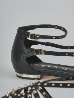 Sandali tacco 2cm pelle sostenibile nero