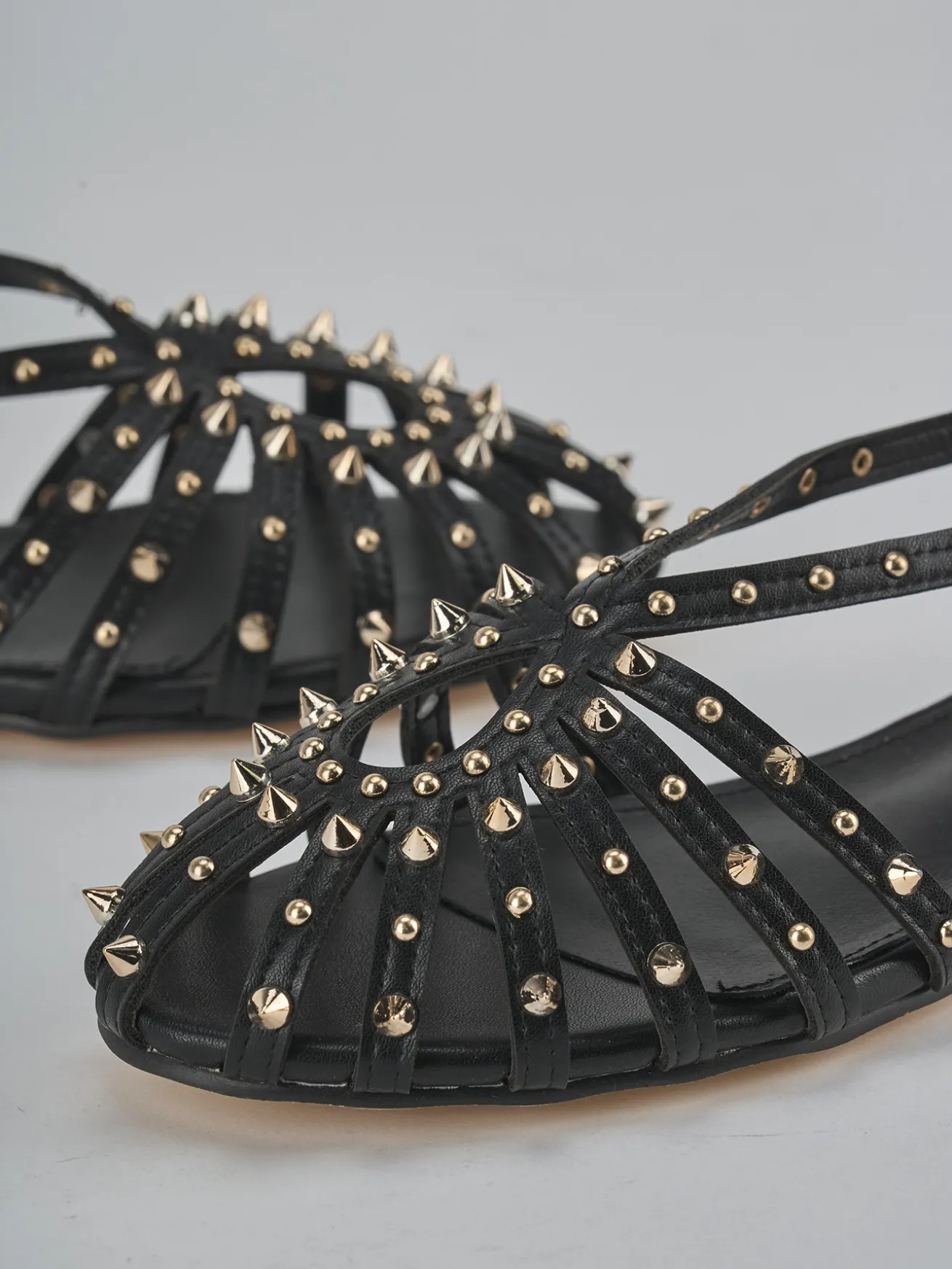 Sandali tacco 2cm pelle sostenibile nero