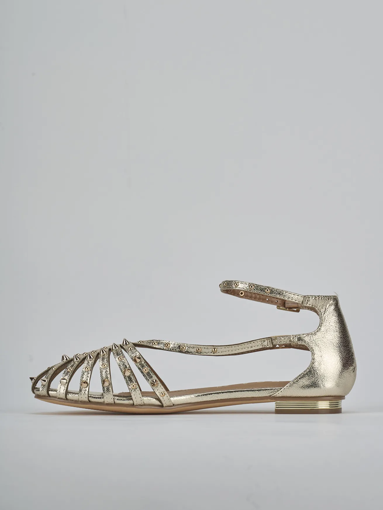 Sandali tacco 2cm pelle sostenibile oro