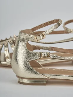 Sandali tacco 2cm pelle sostenibile oro