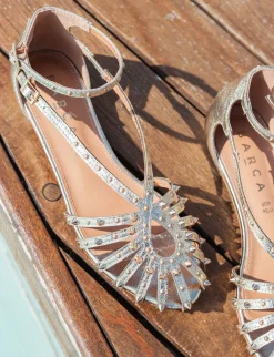 Sandali tacco 2cm pelle sostenibile oro