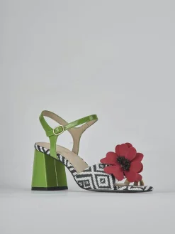 Sandali tacco 7cm pelle verde