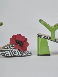 Sandali tacco 7cm pelle verde