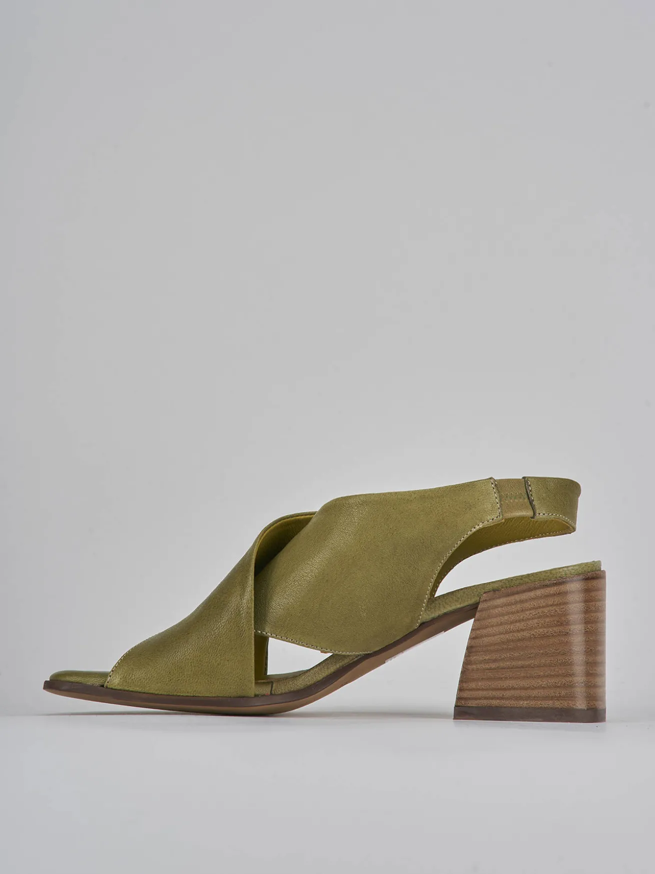 Sandali tacco 5cm pelle verde