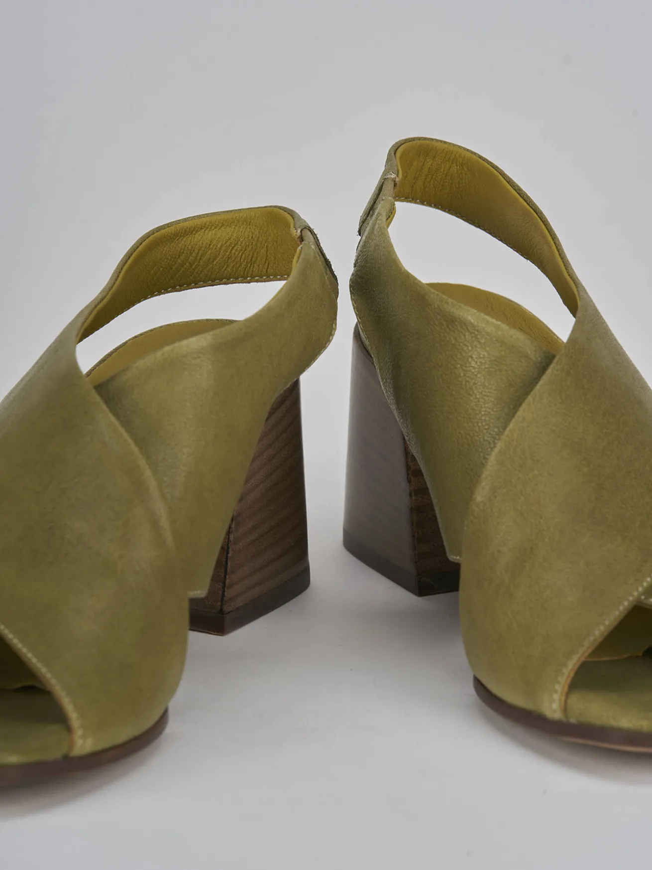 Sandali tacco 5cm pelle verde