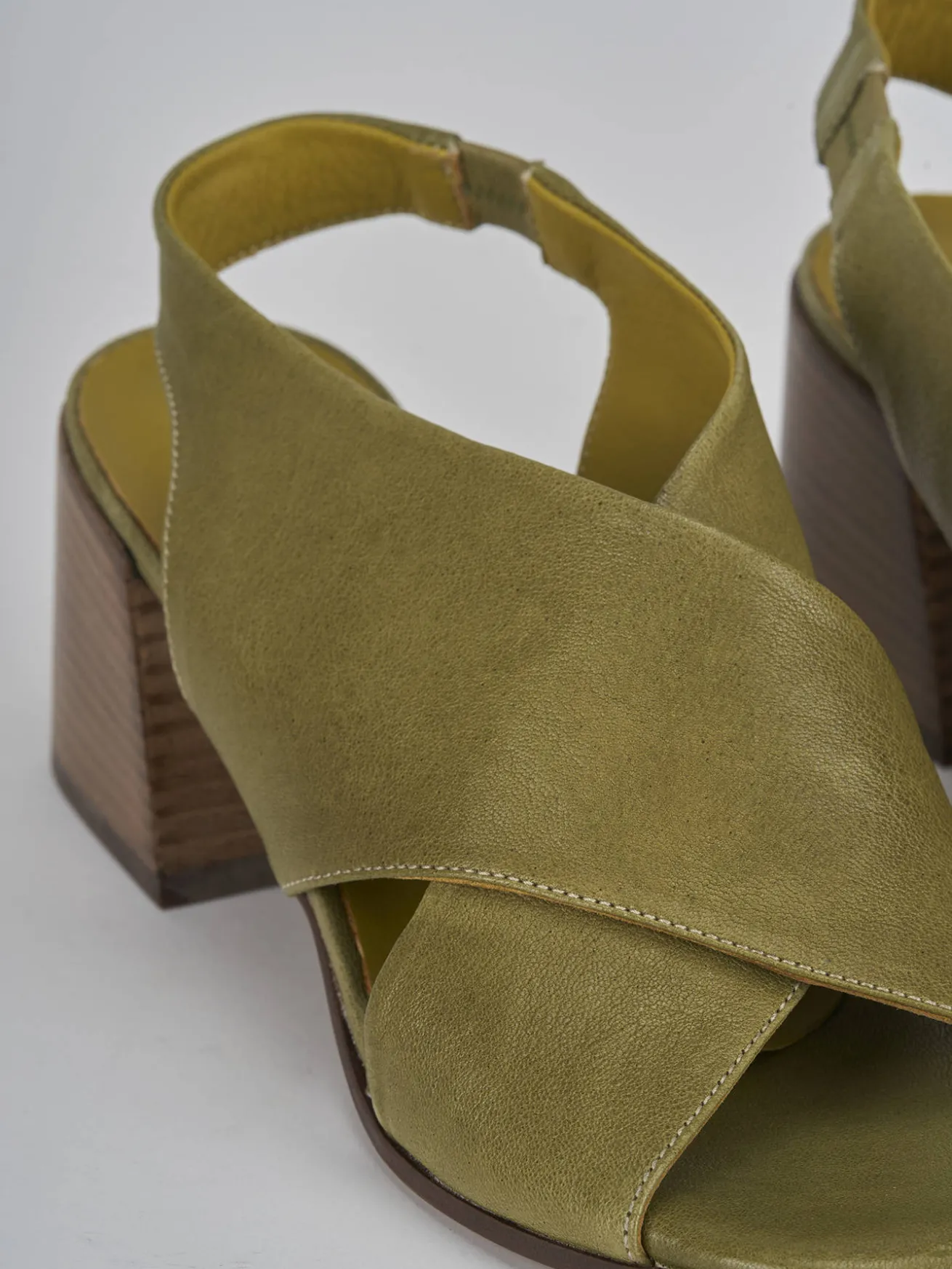 Sandali tacco 5cm pelle verde