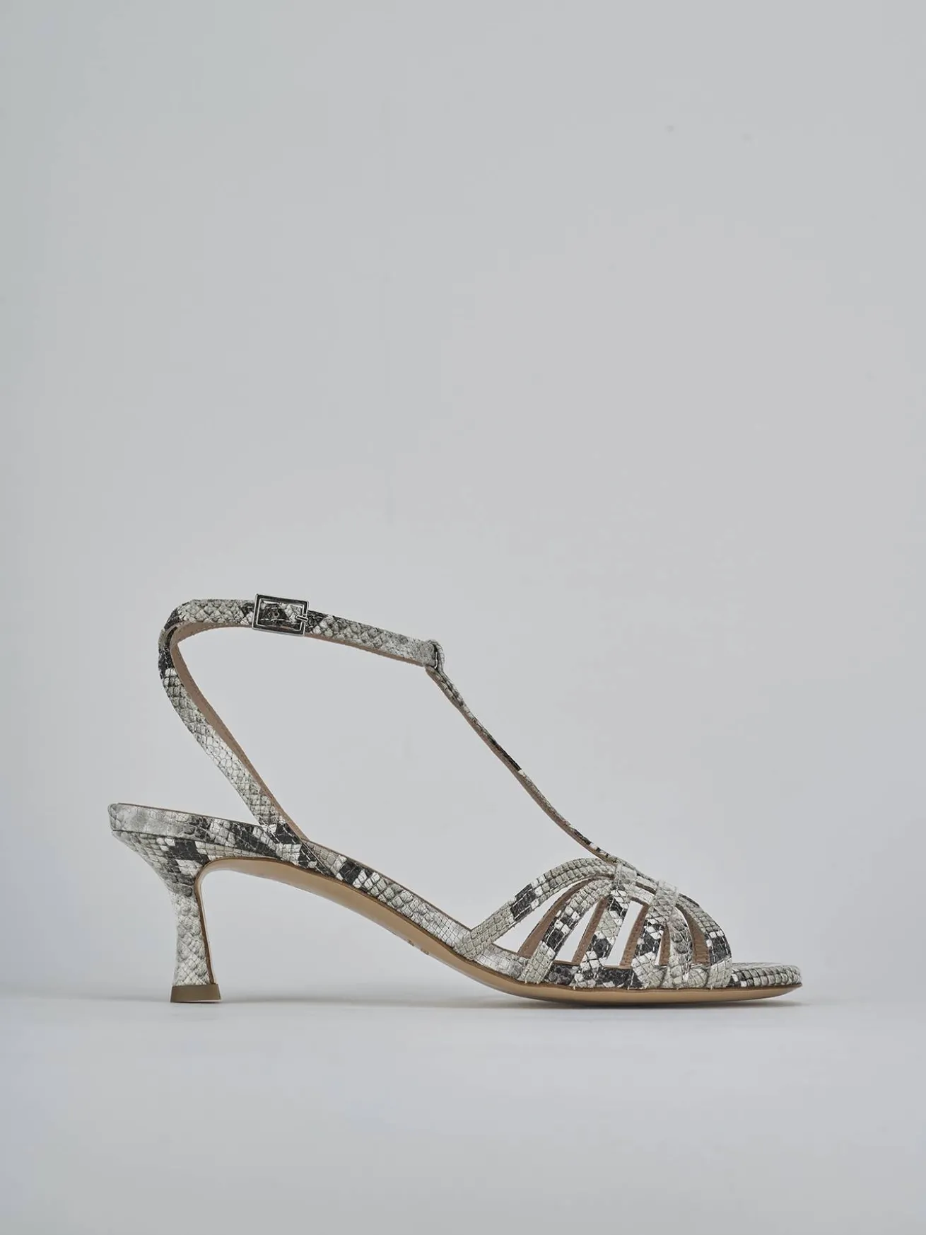 Sandali tacco 5cm pitone beige