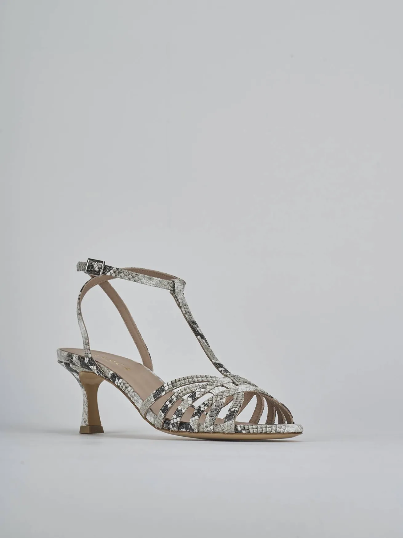 Sandali tacco 5cm pitone beige