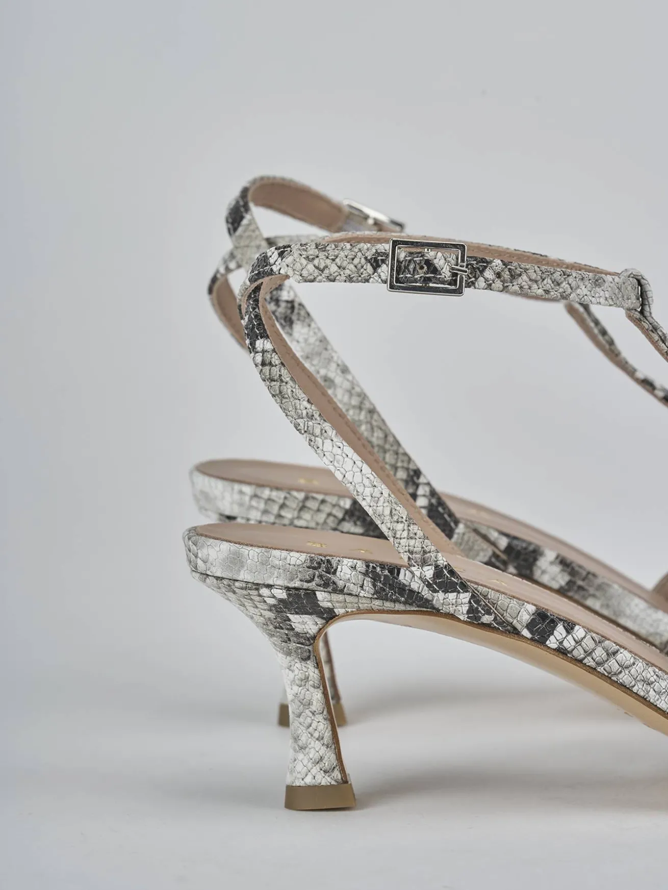 Sandali tacco 5cm pitone beige