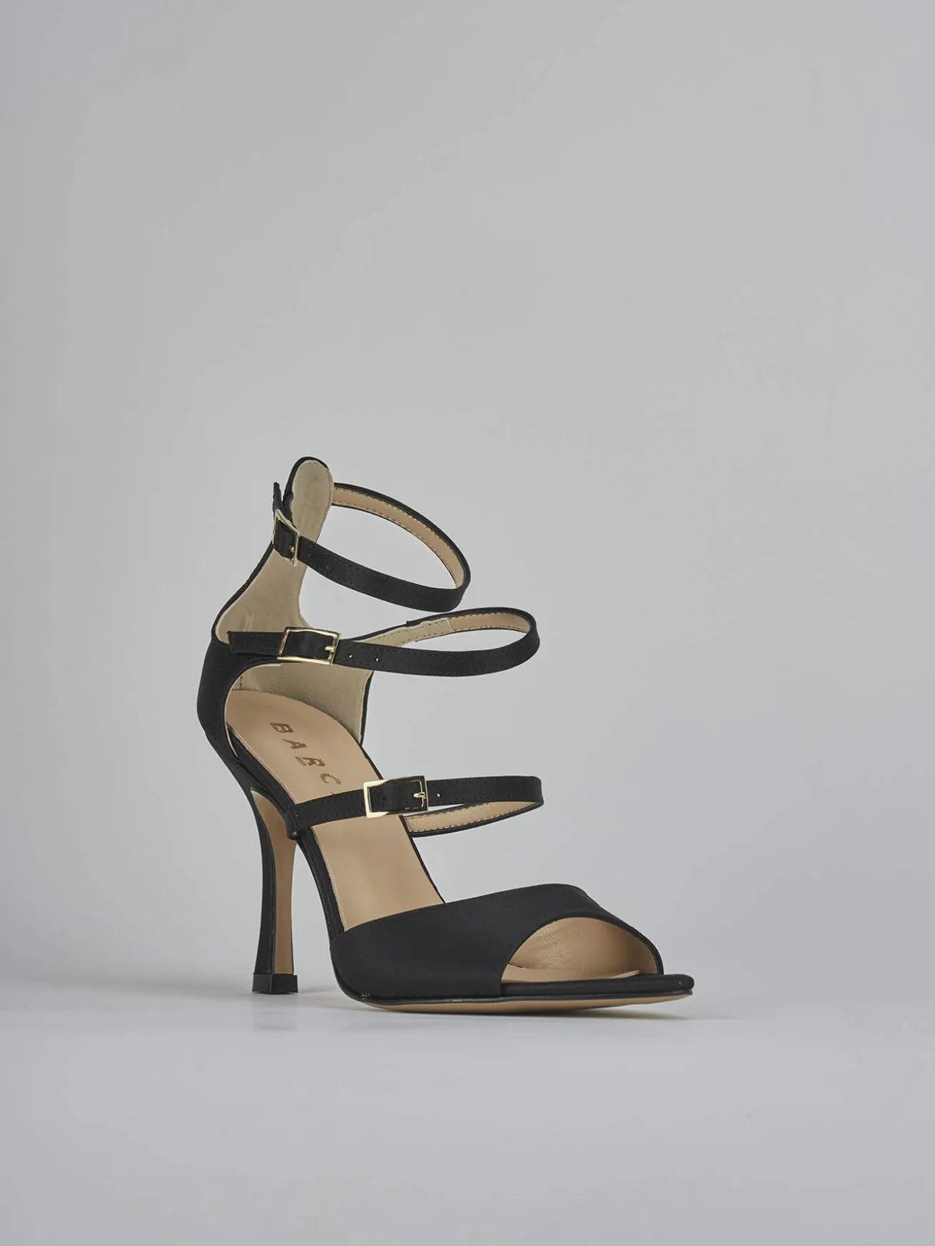 Sandali tacco 9cm raso nero