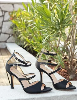 Sandali tacco 9cm raso nero