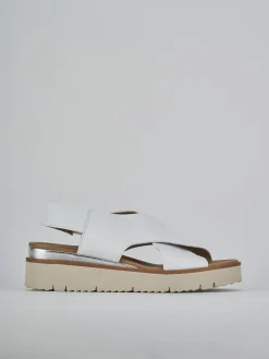 Sandali zeppa 4 cm bianco pelle