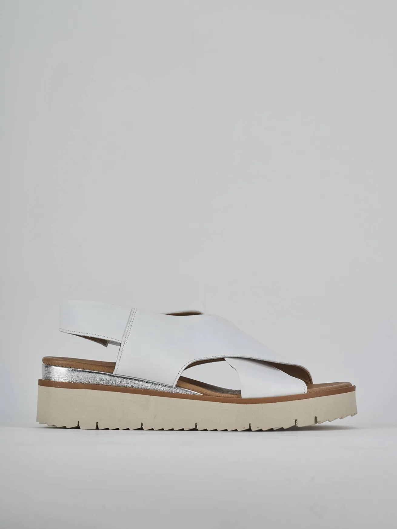 Sandali zeppa 4 cm bianco pelle