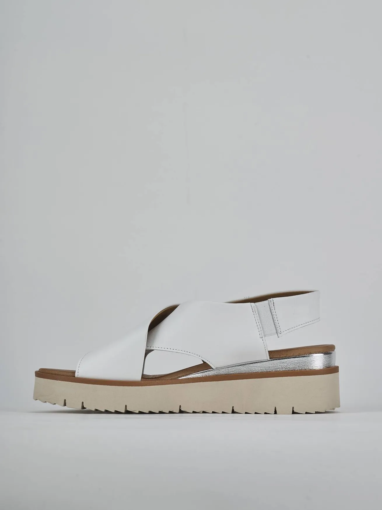 Sandali zeppa 4 cm bianco pelle