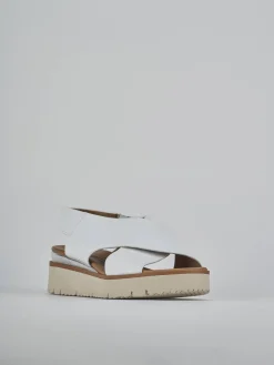 Sandali zeppa 4 cm bianco pelle