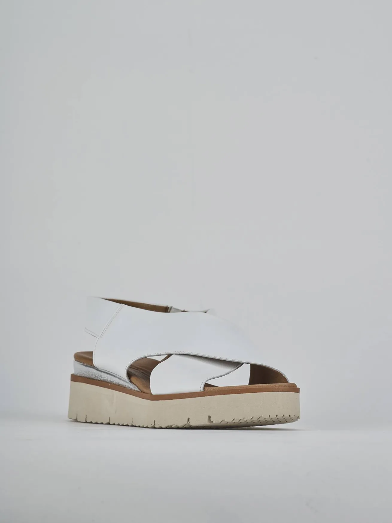 Sandali zeppa 4 cm bianco pelle