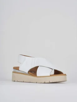 Sandali zeppa 4 cm bianco pelle