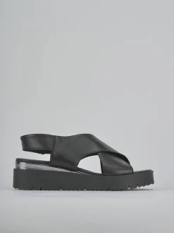 Sandali zeppa 4 cm nero pelle