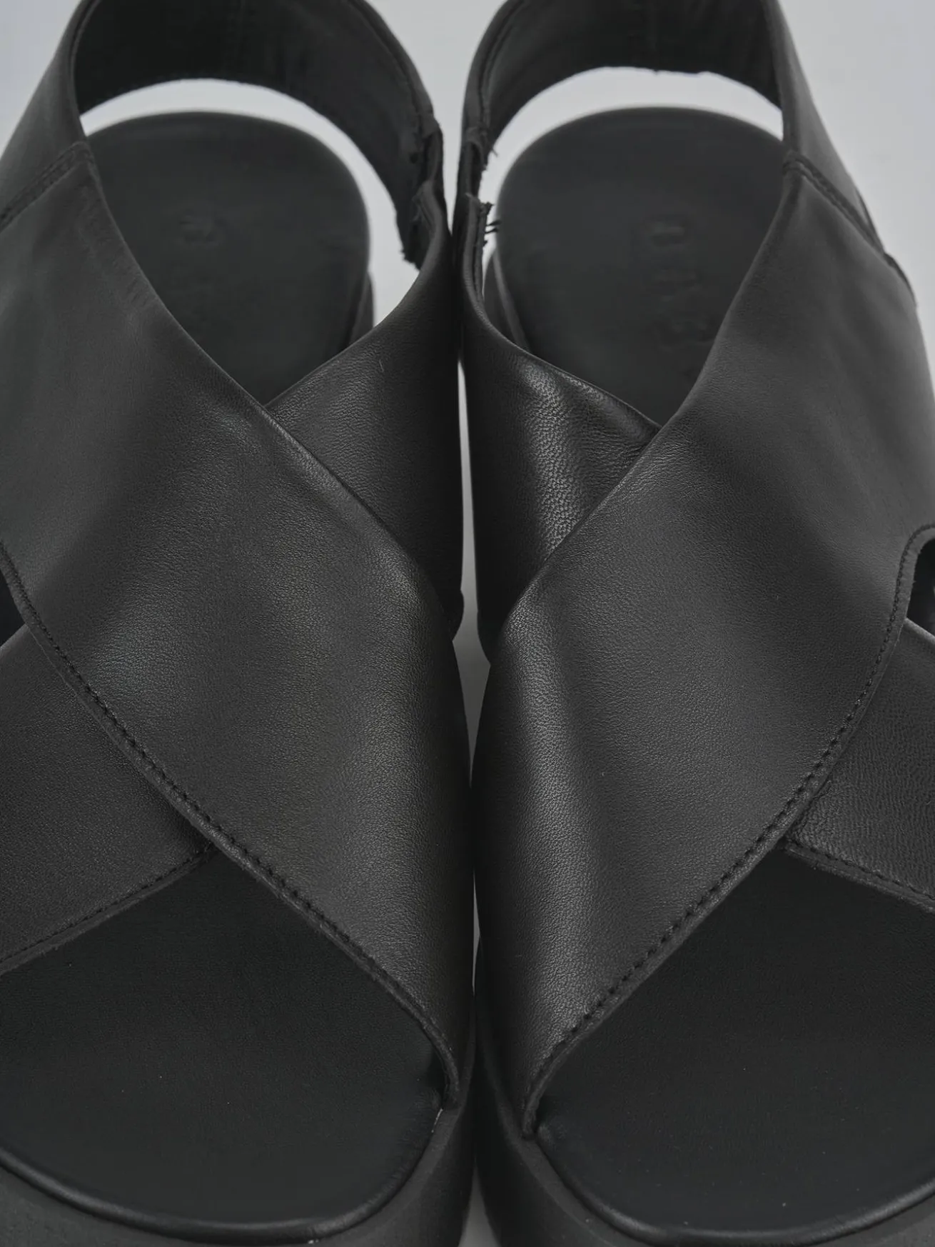 Sandali zeppa 4 cm nero pelle