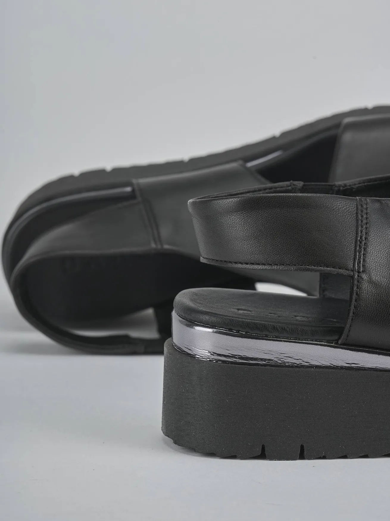 Sandali zeppa 4 cm nero pelle