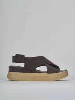 Sandali zeppa tacco 5cm camoscio testa