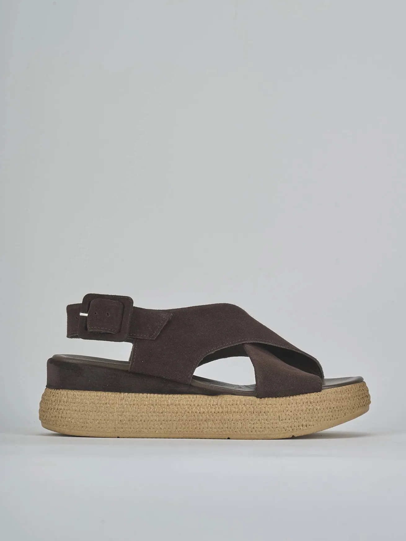 Sandali zeppa tacco 5cm camoscio testa