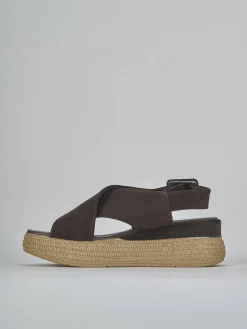 Sandali zeppa tacco 5cm camoscio testa