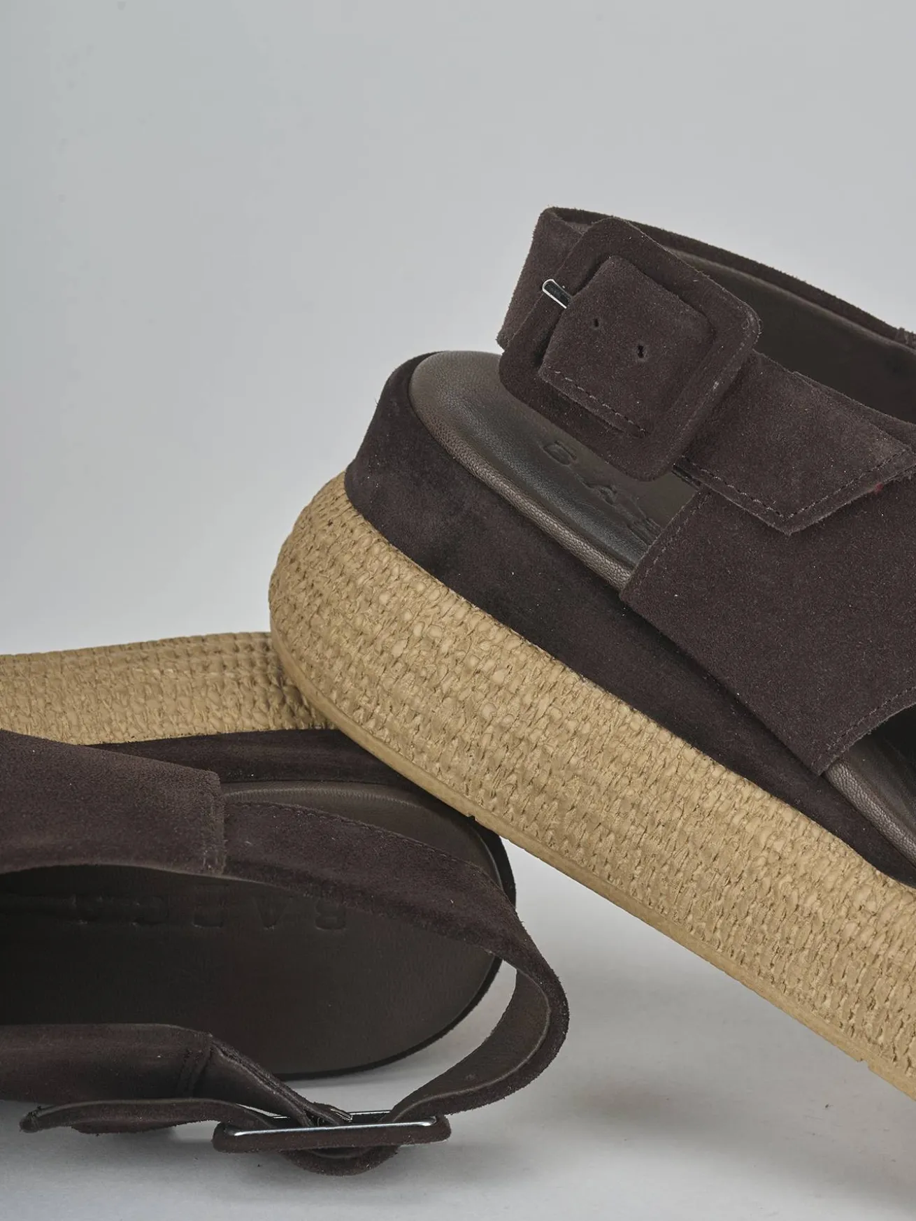 Sandali zeppa tacco 5cm camoscio testa