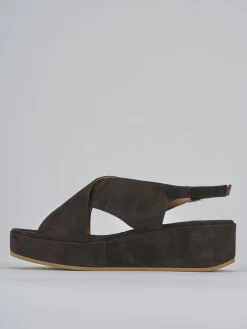 Sandali zeppa tacco 4cm camoscio testa