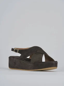 Sandali zeppa tacco 4cm camoscio testa