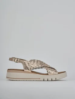 Sandali zeppa tacco 2cm pelle bronzo