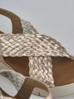 Sandali zeppa tacco 2cm pelle bronzo