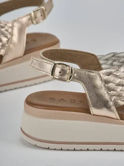 Sandali zeppa tacco 2cm pelle bronzo