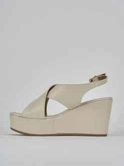 Sandali zeppa tacco 8cm pelle bianco