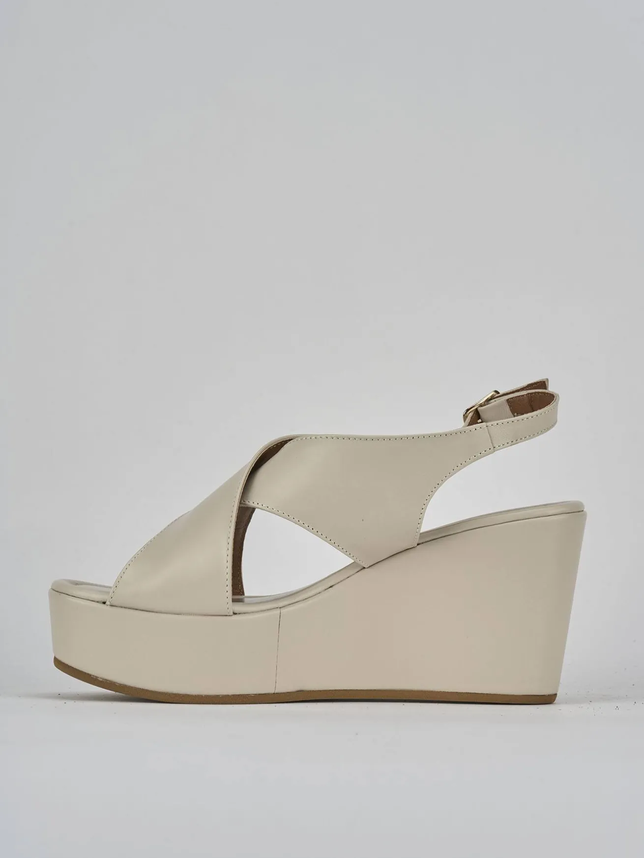 Sandali zeppa tacco 8cm pelle bianco