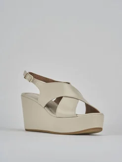 Sandali zeppa tacco 8cm pelle bianco