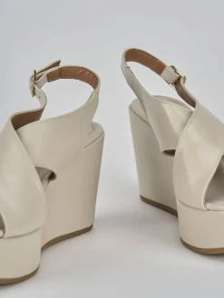 Sandali zeppa tacco 8cm pelle bianco