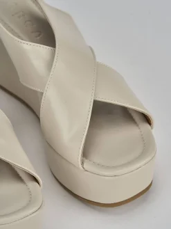 Sandali zeppa tacco 8cm pelle bianco