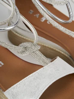 Sandali zeppa tacco 3cm pelle argento