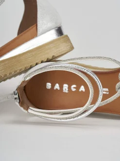 Sandali zeppa tacco 3cm pelle argento