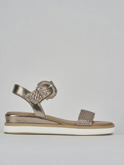 Sandali zeppa tacco 3cm pelle argento