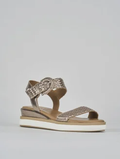 Sandali zeppa tacco 3cm pelle argento