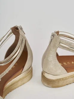 Sandali zeppa tacco 3cm pelle oro