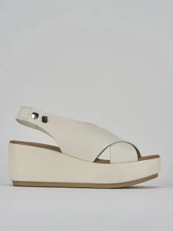 Sandali zeppa tacco 7cm pelle bianco