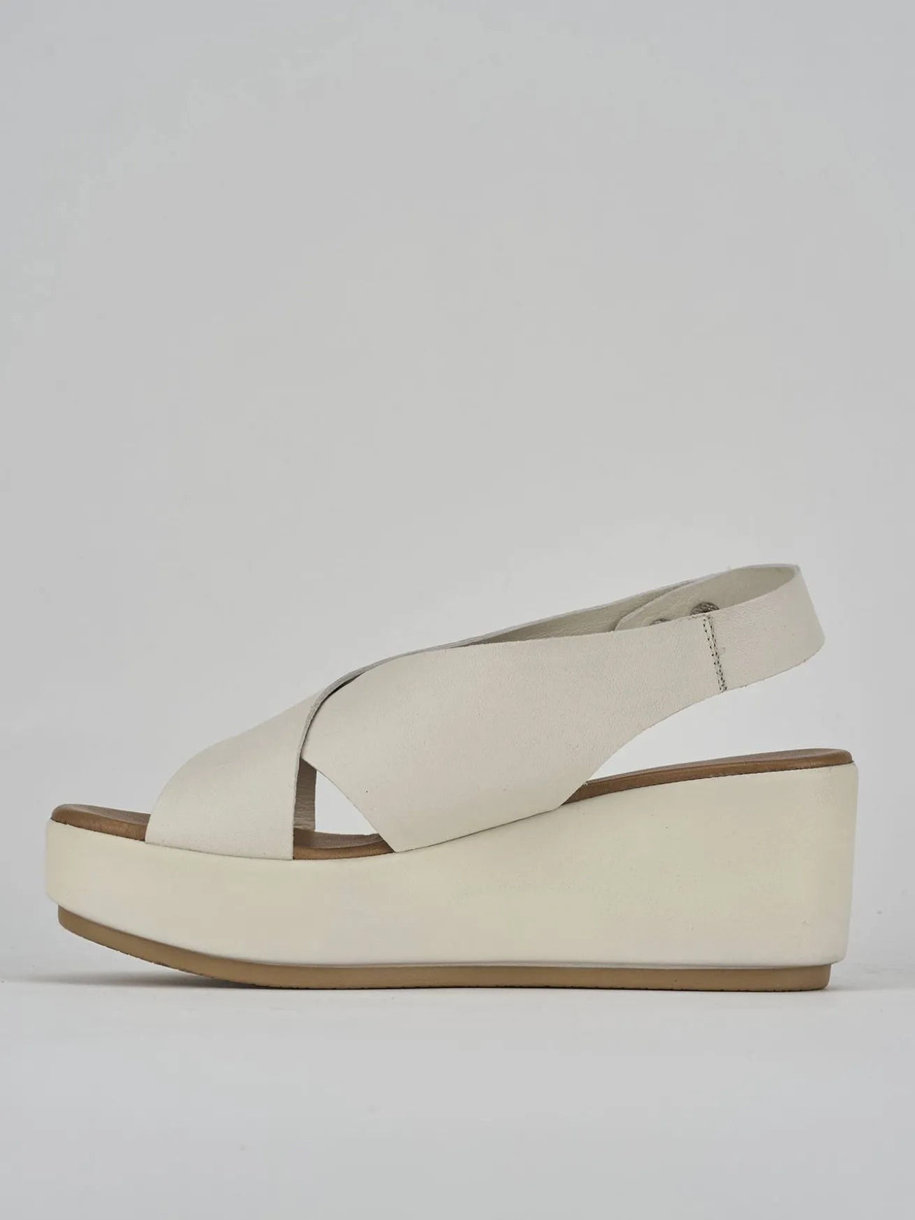 Sandali zeppa tacco 7cm pelle bianco