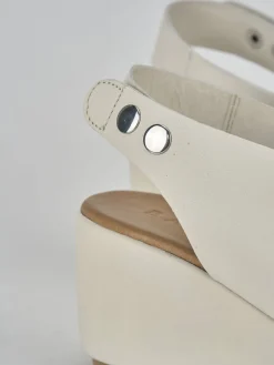 Sandali zeppa tacco 7cm pelle bianco