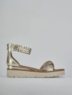 Sandali zeppa tacco 2cm pelle oro