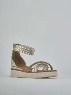 Sandali zeppa tacco 2cm pelle oro