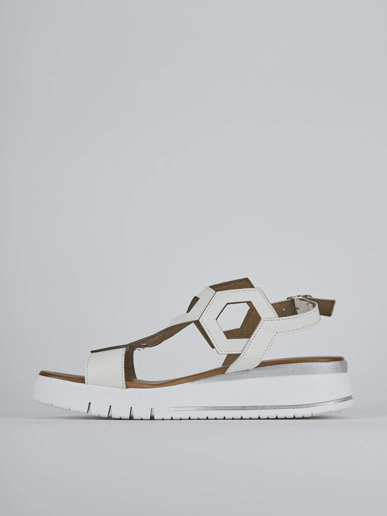 Sandali zeppa tacco 3cm pelle bianco